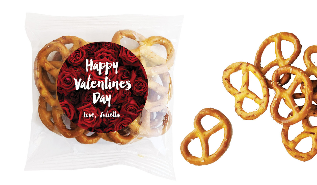 Rose Full Valentines Day Personalised Bag Of Pretzels