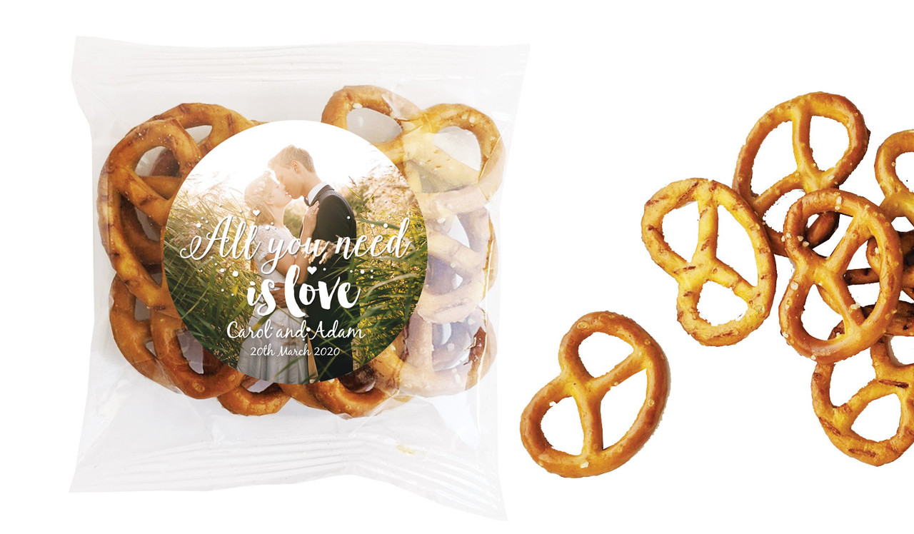 All You Need Is Love Wedding Personalised Bag Of Pretzels