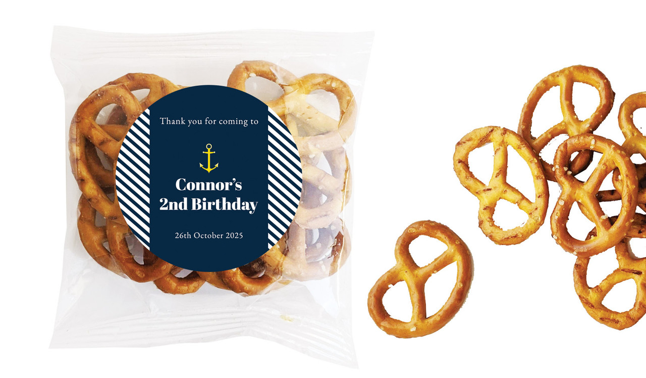 Gold Marine Nautical Wedding Personalised Bag Of Pretzels