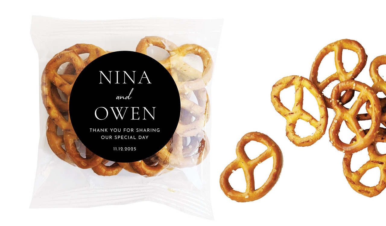 Right Aligned Wedding Personalised Bag Of Pretzels