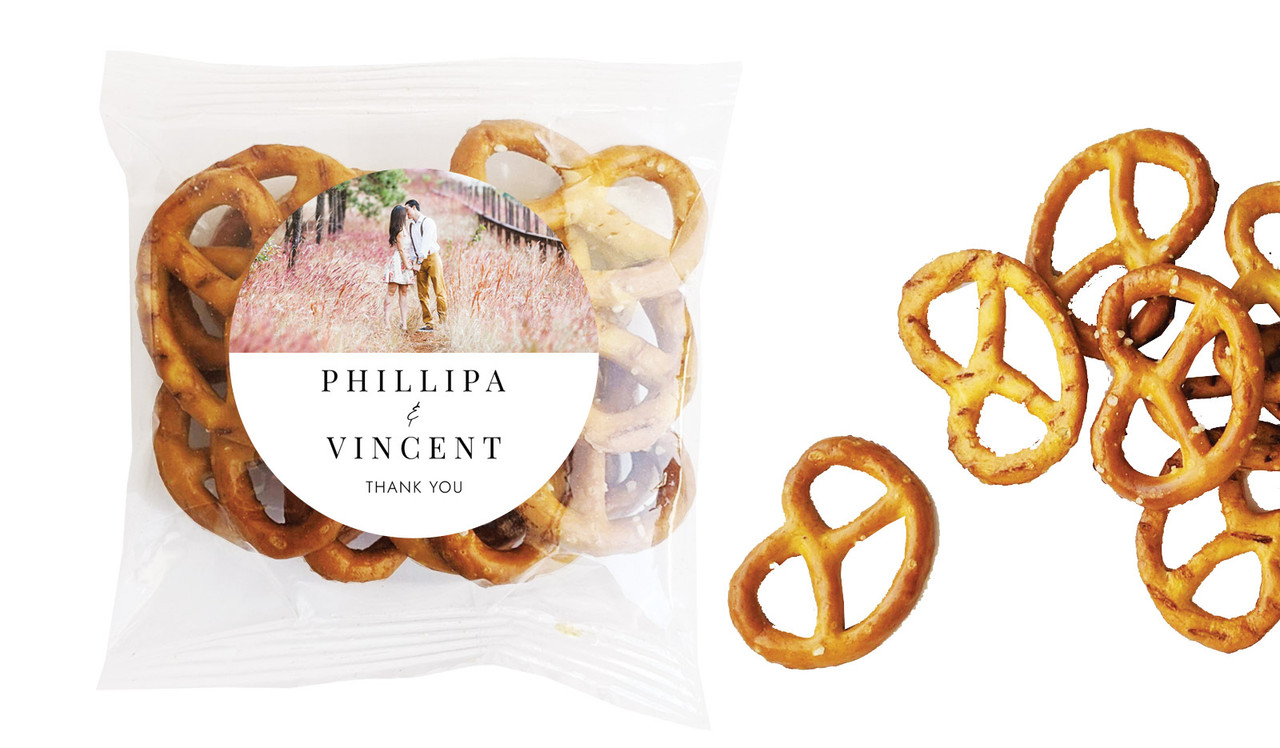 Simple Photo Wedding Personalised Bag Of Pretzels