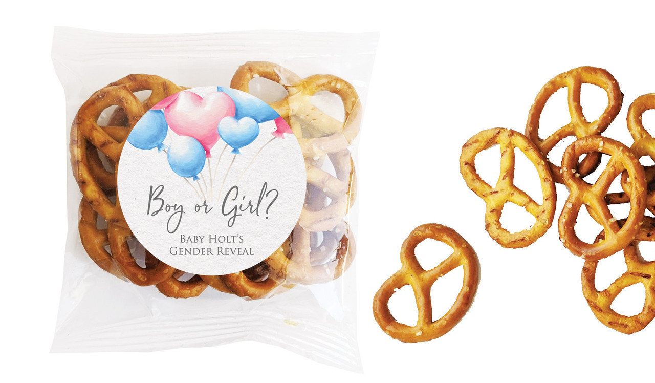 Balloons Gender Reveal Personalised Bag Of Pretzels