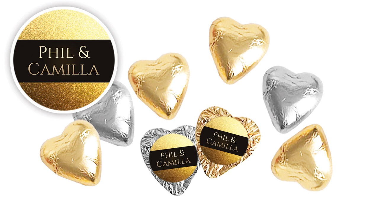 Solid Gold Personalised Foil Chocolate Hearts