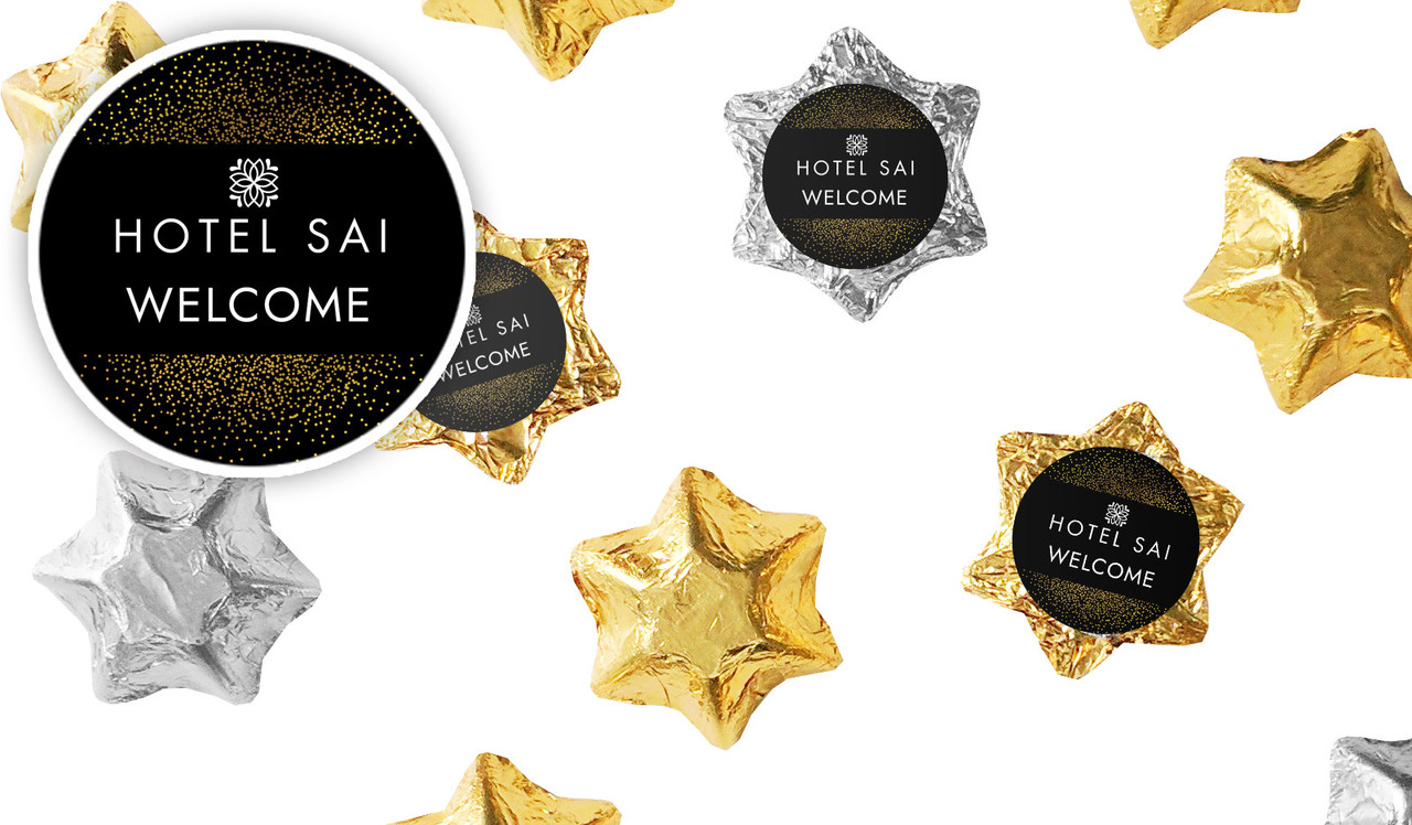 Confetti Centric Hospitality Branded Foil Chocolate Stars