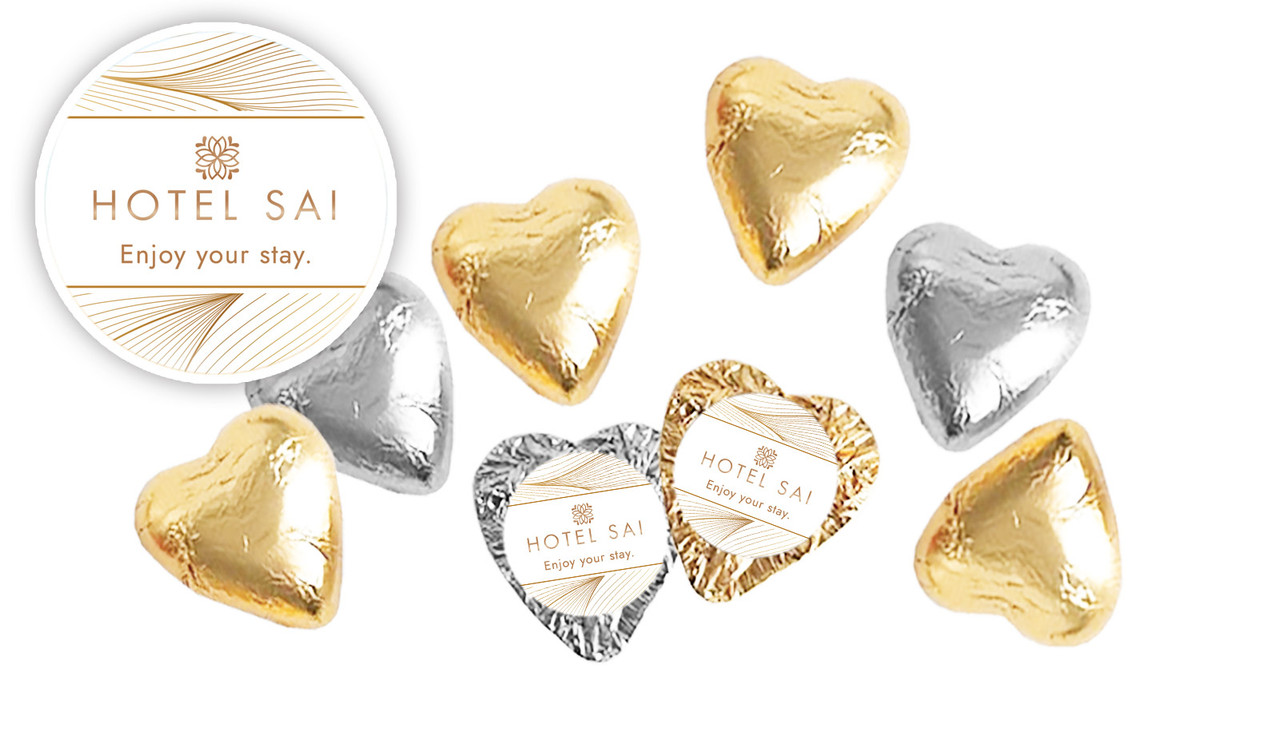 Flowing Lines Hospitality Branded Foil Chocolate Hearts
