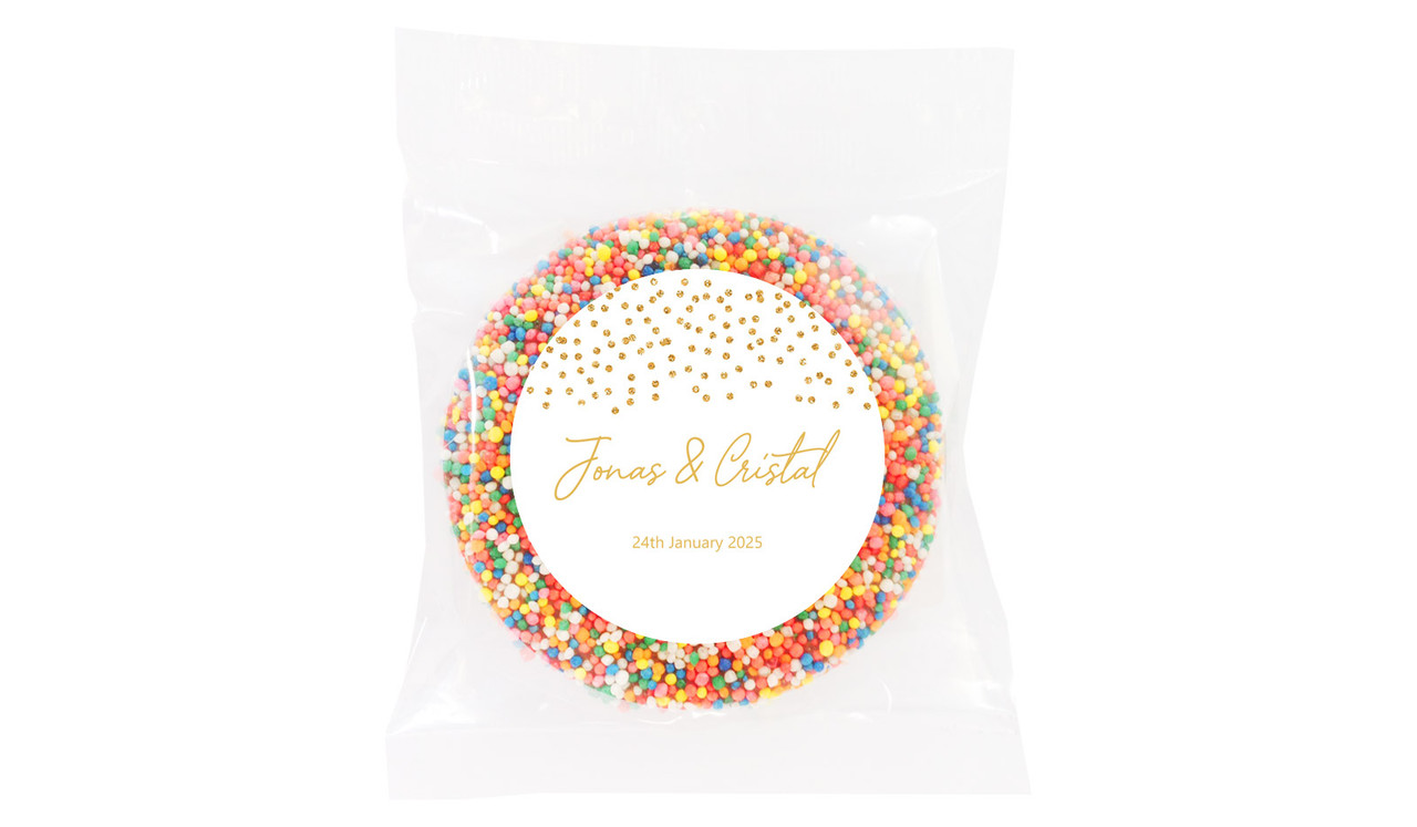 Gold Confetti On White Wedding Personalised Giant Freckle