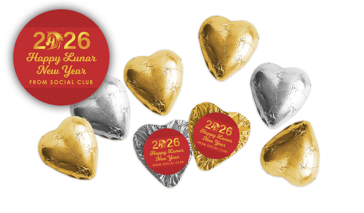 Contemporary Year Chinese New Year Personalised Foil Chocolate Hearts