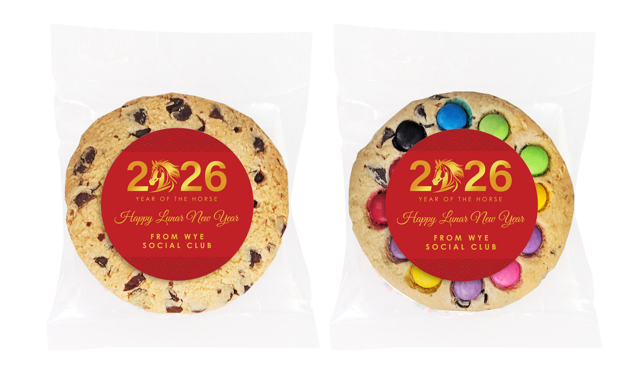 Perspective view of our choc chip and smartie cookies