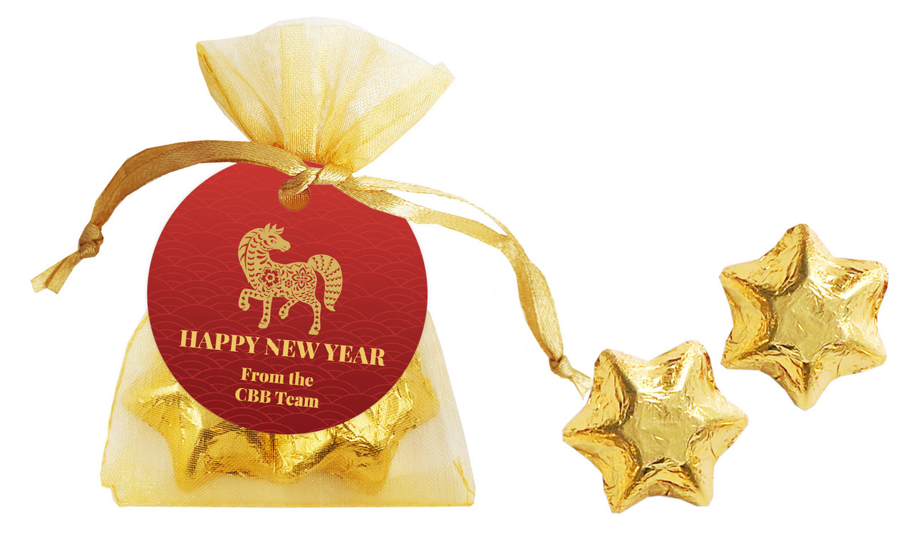 Gold Emblem Chinese New Year Personalised Organza Bag