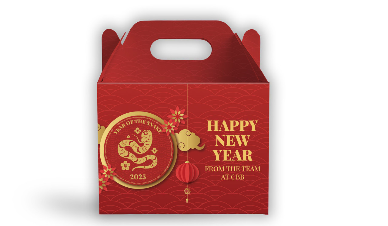 Gold Emblem Chinese New Year Personalised Gable Favour Box