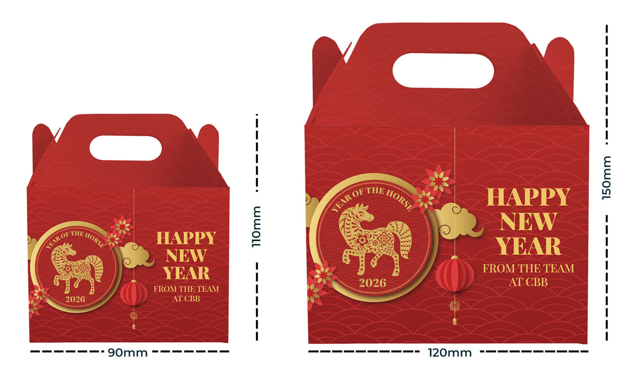 Gold Emblem Chinese New Year Personalised Gable Favour Box