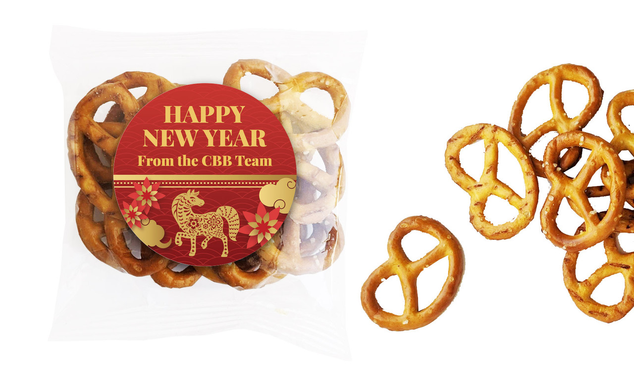 Gold Emblem Chinese New Year Custom Pretzel Bags