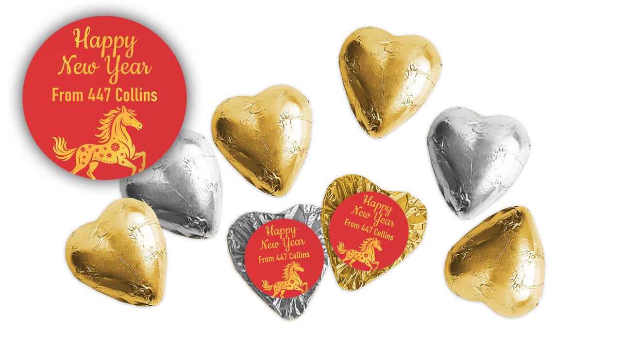 Happy Chinese New Year Personalised Foil Chocolate Hearts