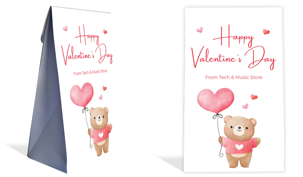 Bear Balloon Valentines Day Personalised Gusset Favour Bag