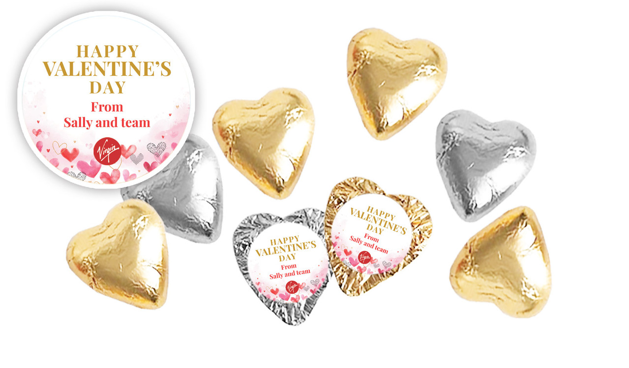 Watercolour Hearts Foil Covered Chocolate Hearts