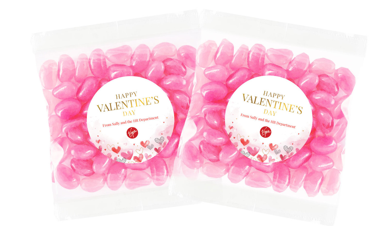 Watercolour Hearts Valentines Day Personalised Lolly Bag