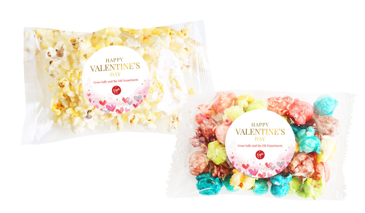 Watercolour Hearts Valentines Day Personalised Popcorn Bag