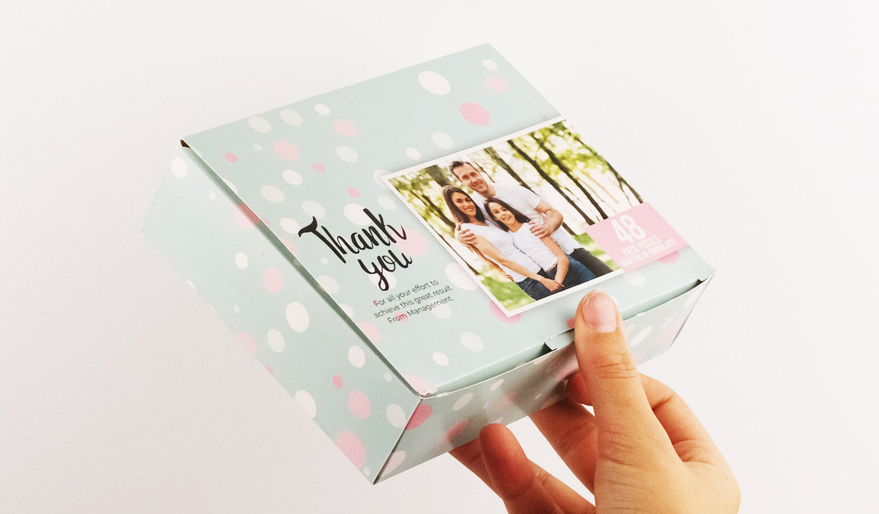 Model holiding branded jigsaw