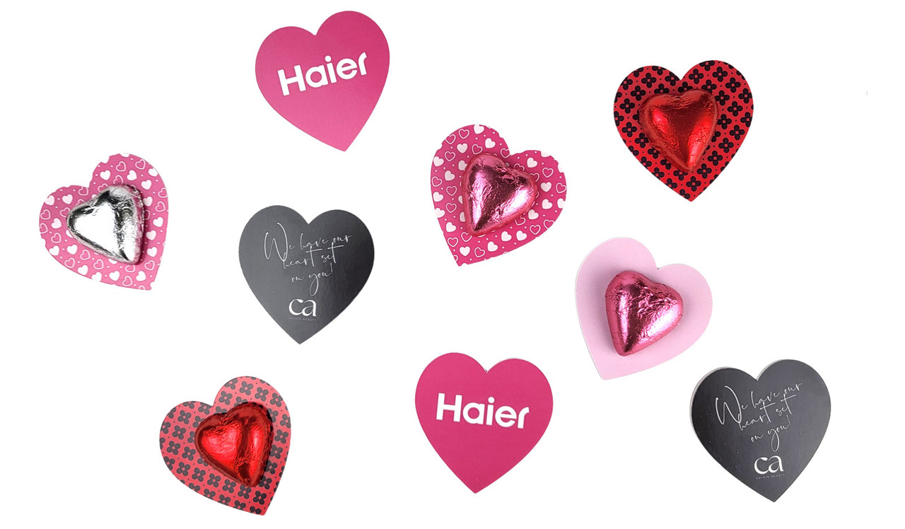 Branded Heart Shape Card With Chocolate Heart