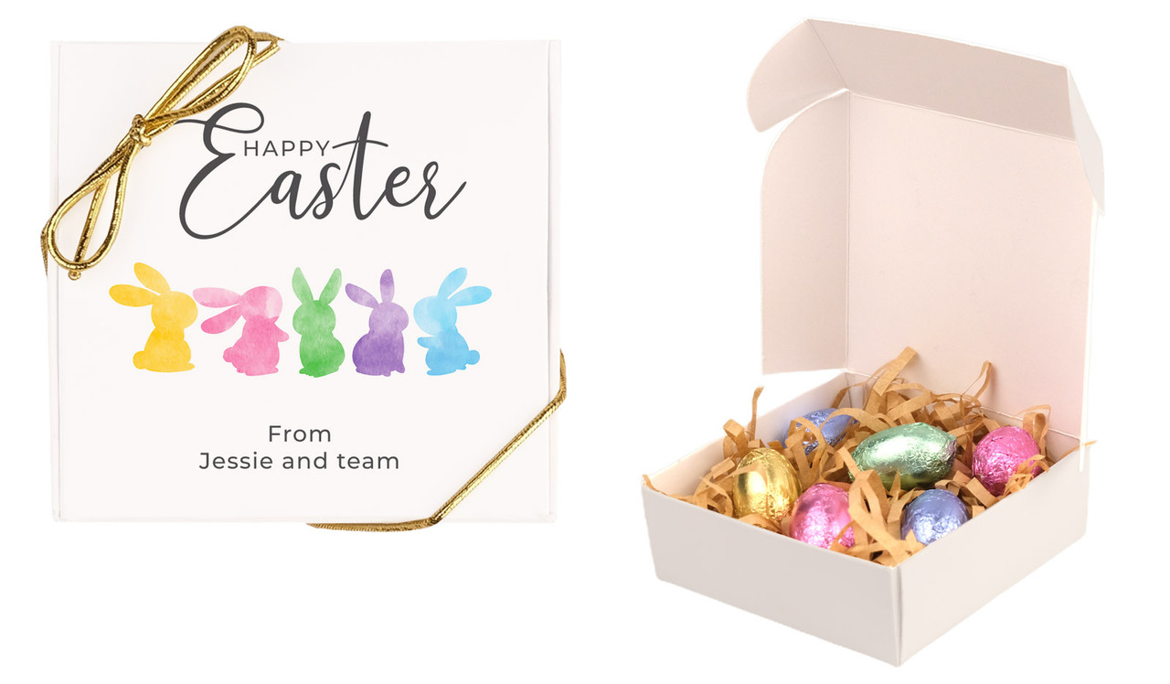 Colourful Bunnies Personalised Easter Egg Nest Box