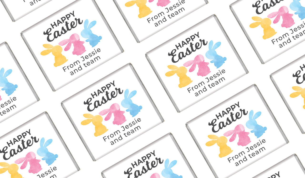Colourful Bunnies Easter Personalised Mini Chocolates