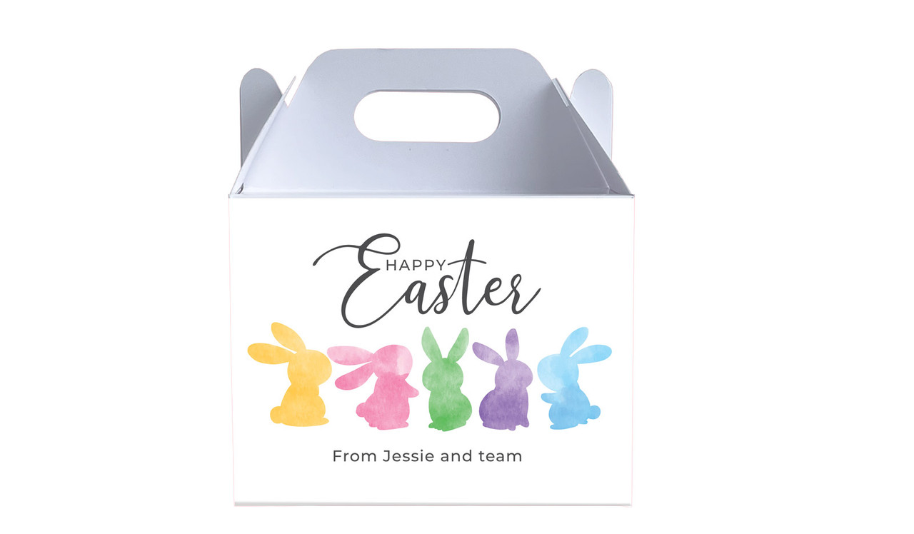 Colourful Bunnies Personalised Gable Favour Box