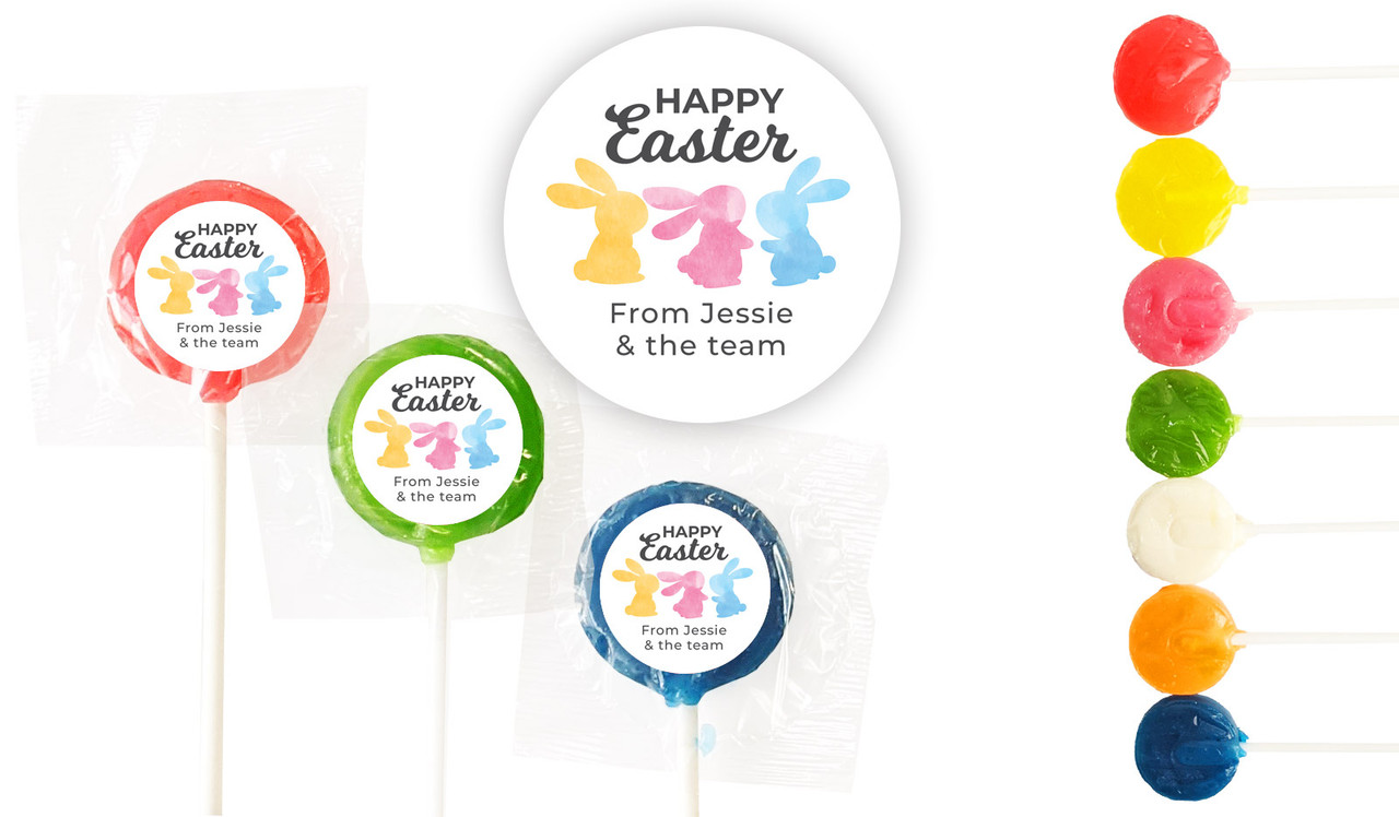 Colourful Bunnies Custom 3cm Mini Lollipops