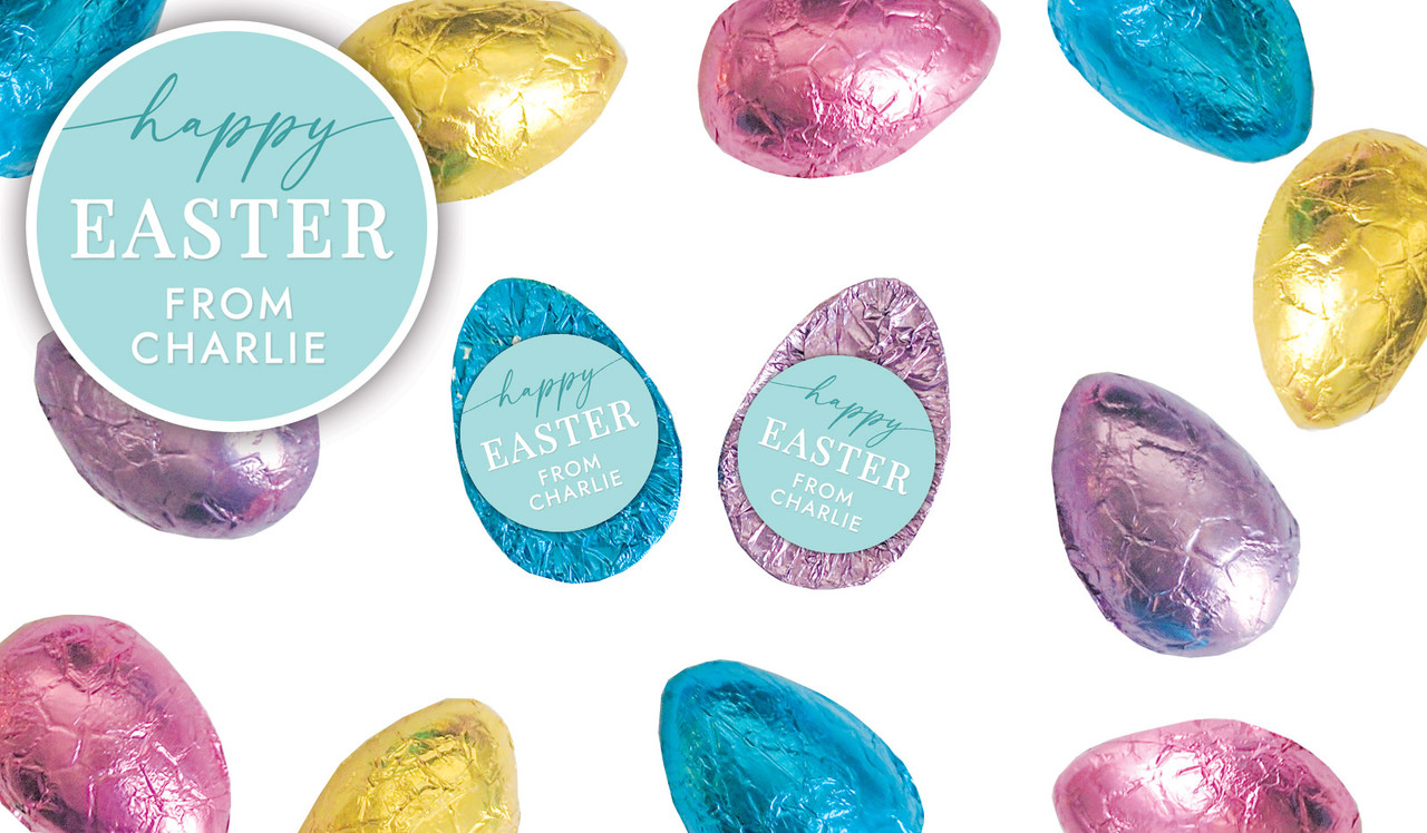 Beautiful Blue Personalised Chocolate Half Easter Eggs