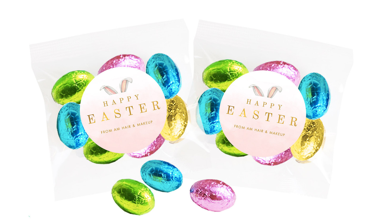 Blush Bunny Ears Personalised Bag Of Easter Eggs