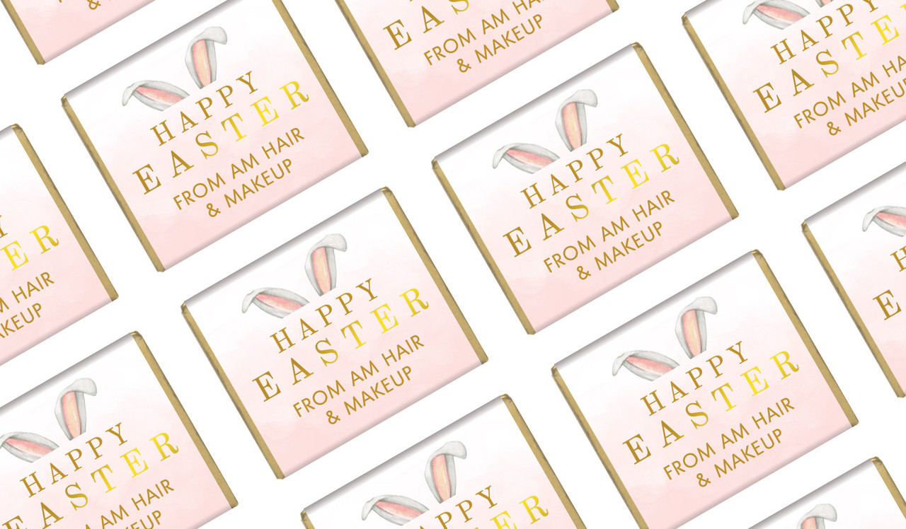 Blush Bunny Ears Easter Personalised Mini Chocolates