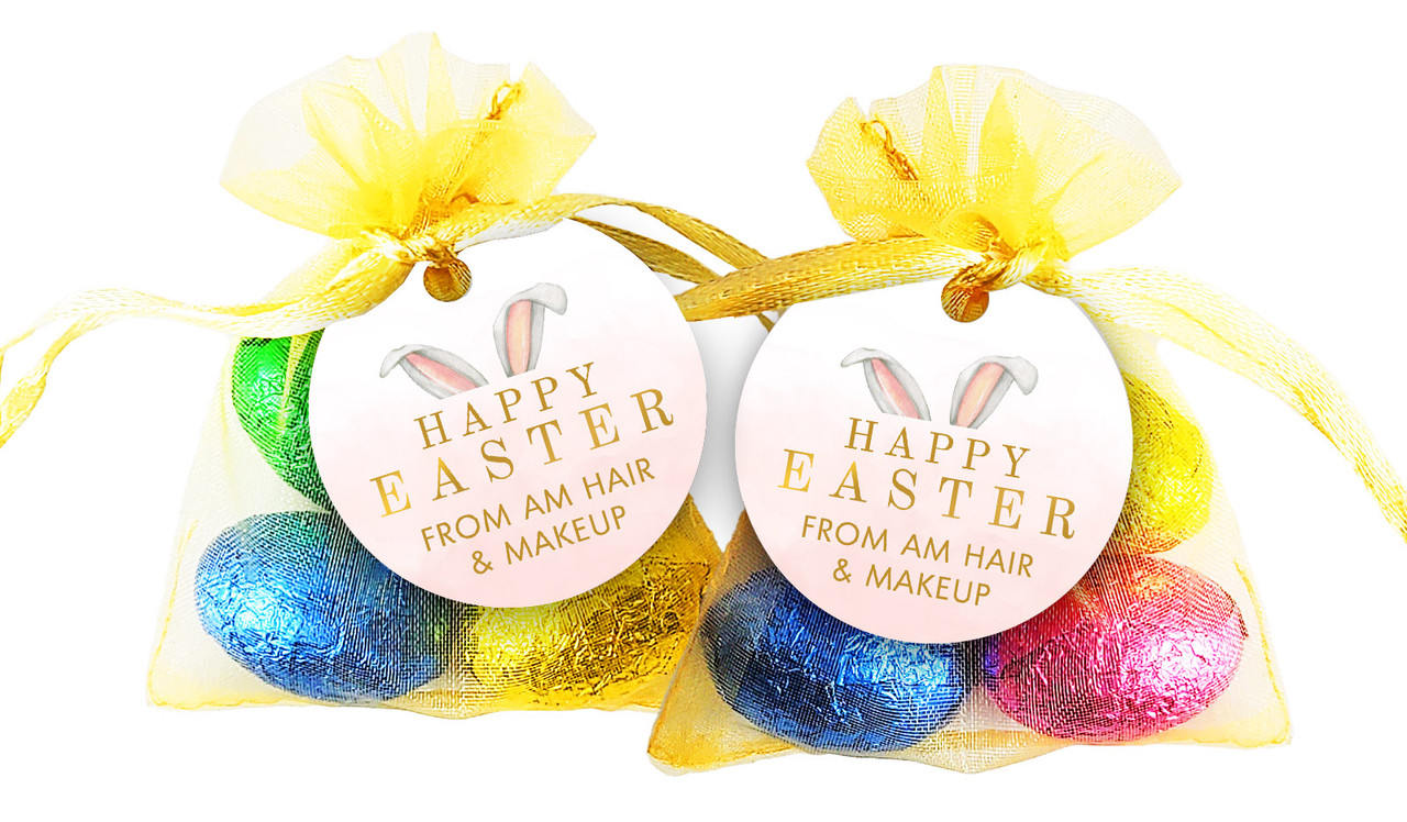 Blush Bunny Ears Easter Egg Organza Bag With Tag