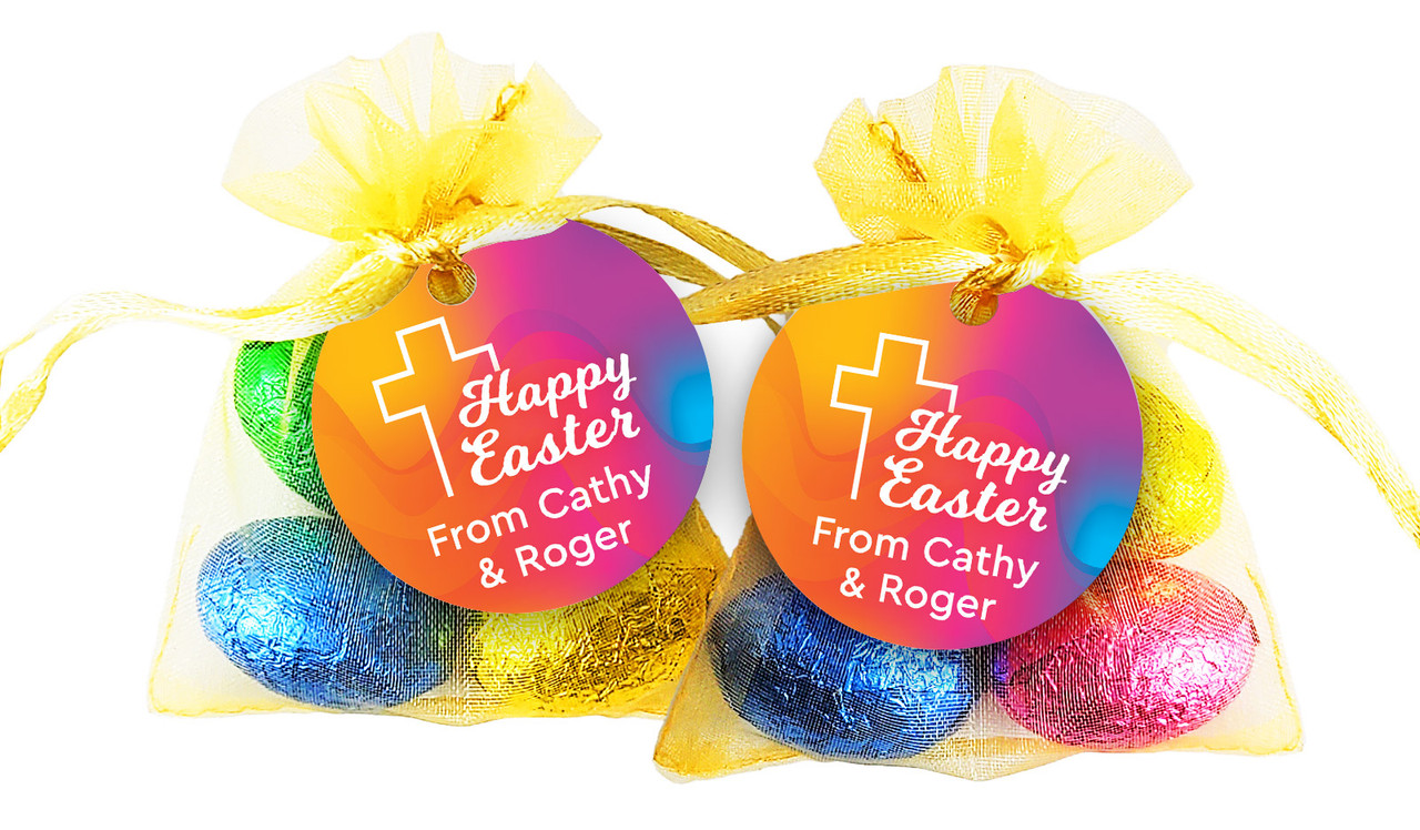 Radiant Religious Easter Egg Organza Bag With Tag