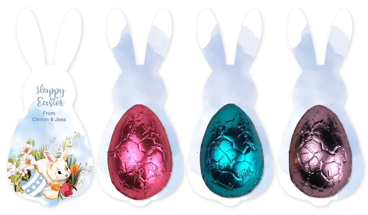 Easter Scene Bunny Card WIth Chocolate Half Egg