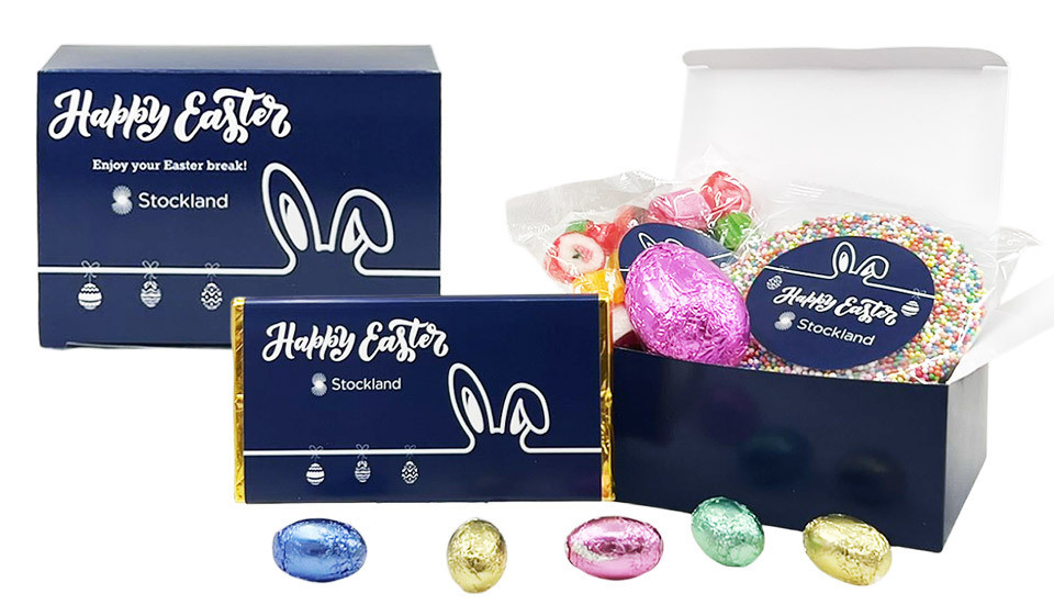 Navy blue version of Personalised 9-Piece Easter Gift Box