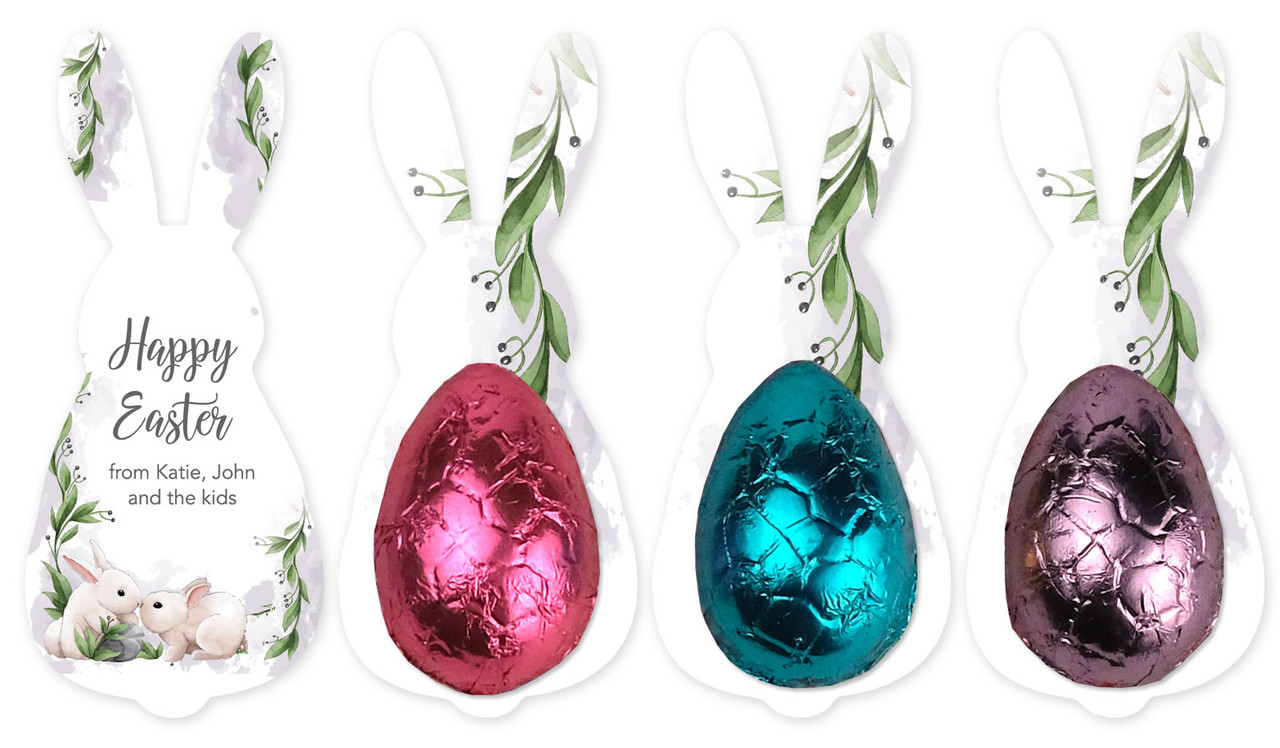 Bunny Kiss Bunny Card With Chocolate Half Egg