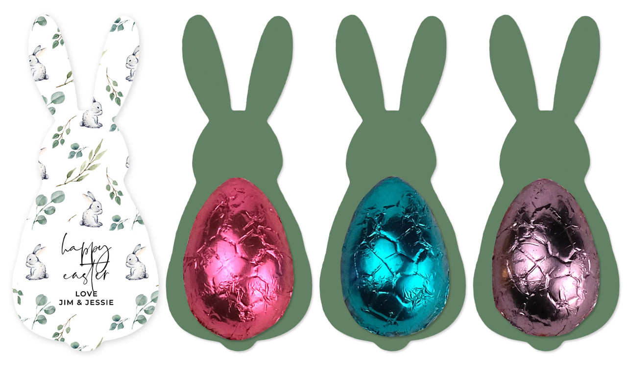 Eucalypt Bunny Card WIth Chocolate Half Egg
