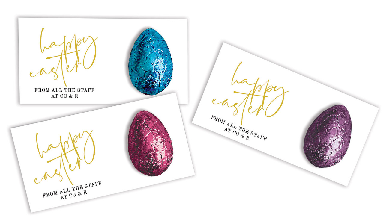 Gold On White Personalised Easter Egg Card