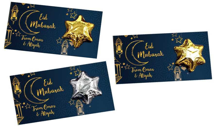 Gold On Navy Personalised Eid Star Card