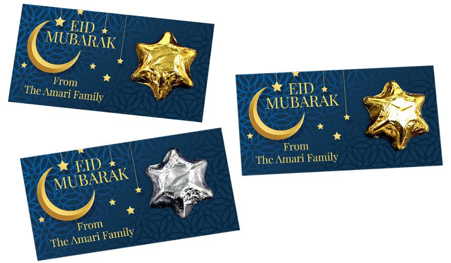 Moon On Navy Personalised Eid Star Card