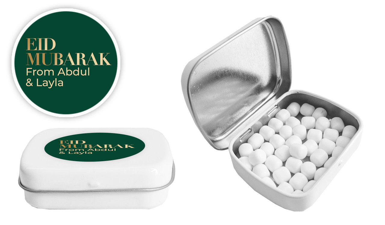 Simple Green Eid Personalised Mint Tins