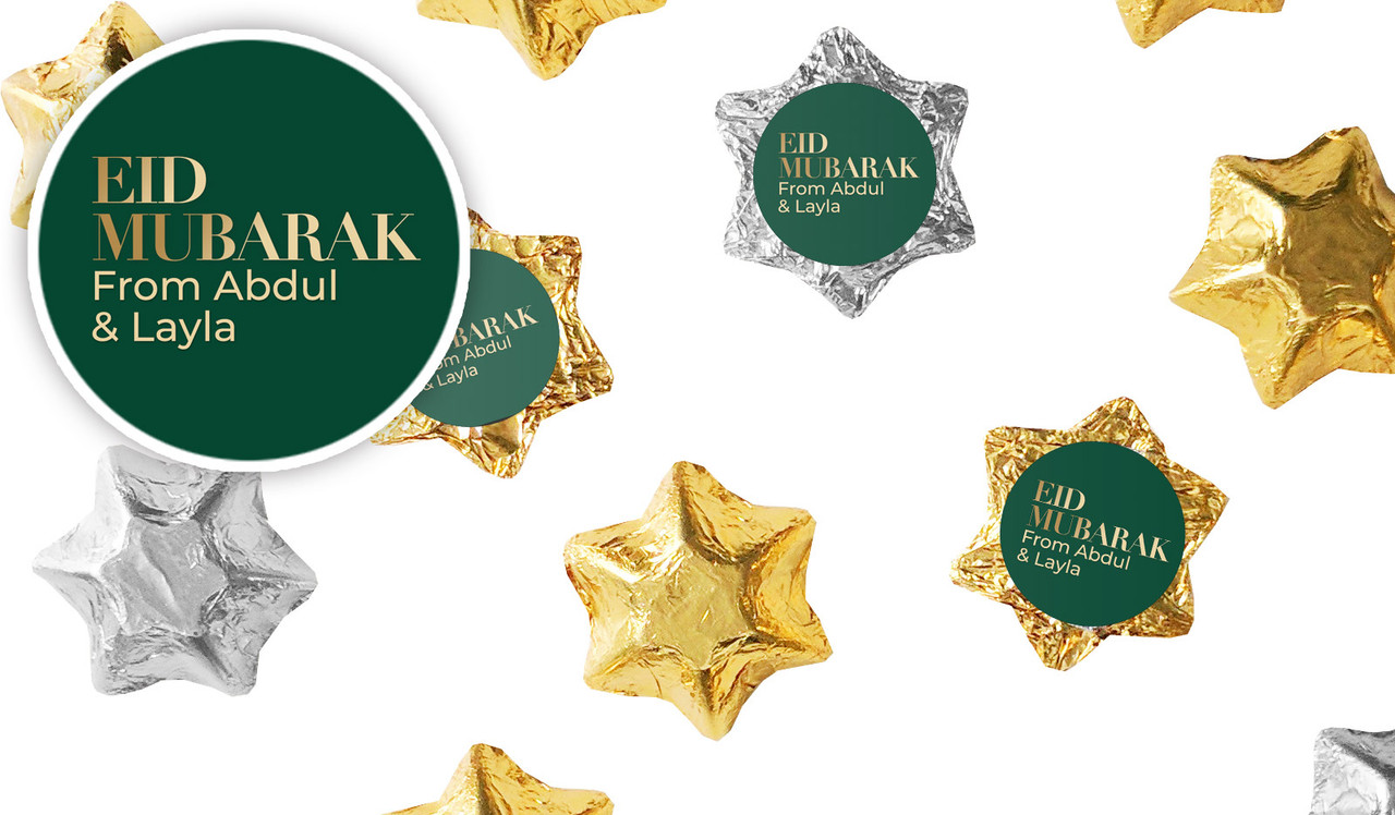 Simple Green Personalised Foil Chocolate Stars