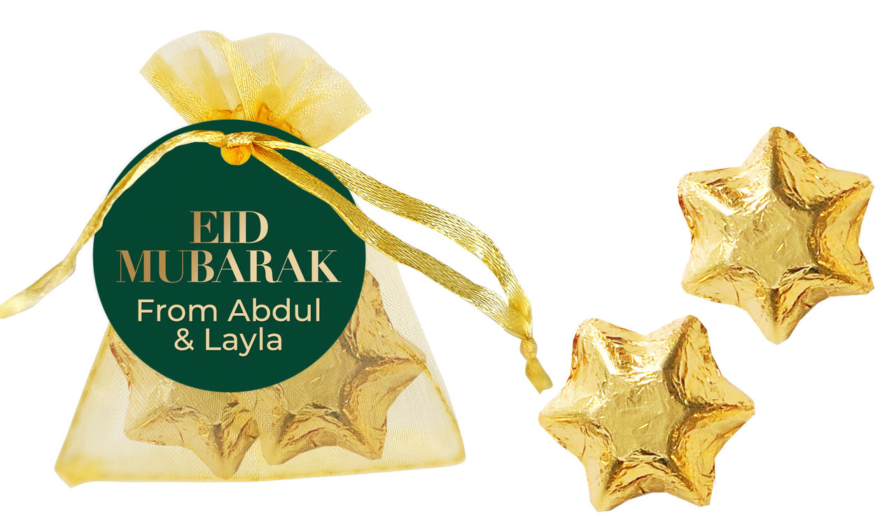 Simple Green Eid Organza Bag With Custom Swing Tag