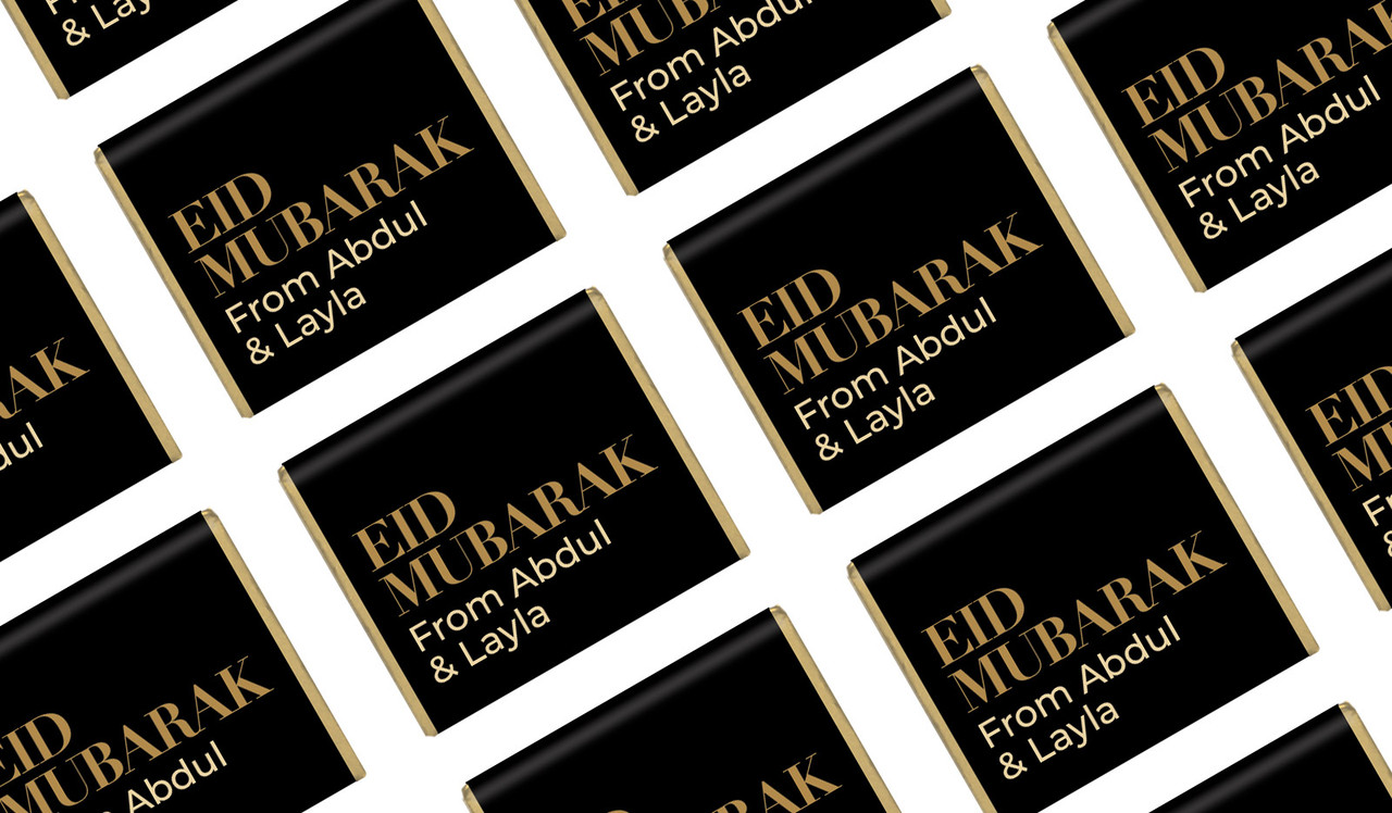 Black Personalised Eid Mubarak Mini Chocolates