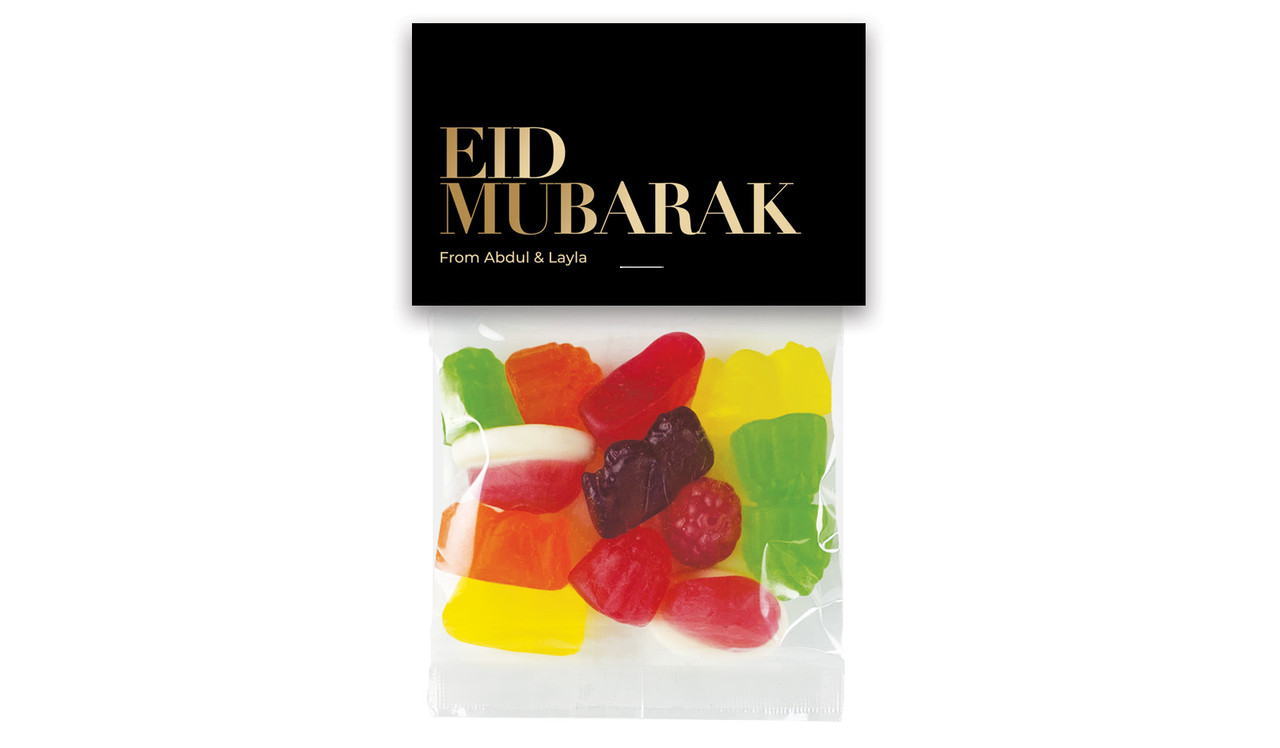 Black Personalised Eid Lolly Bag With Topper