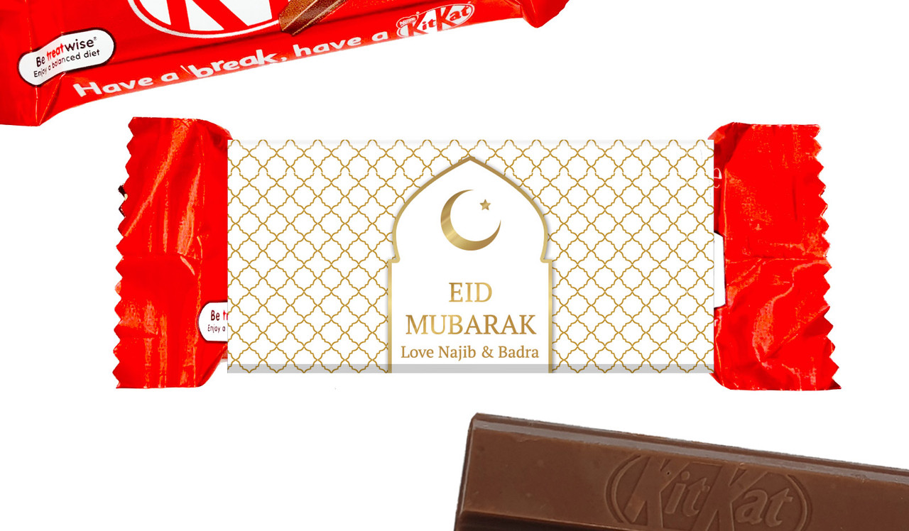 White Window Eid Mubarak Custom 2-Finger Kit Kat