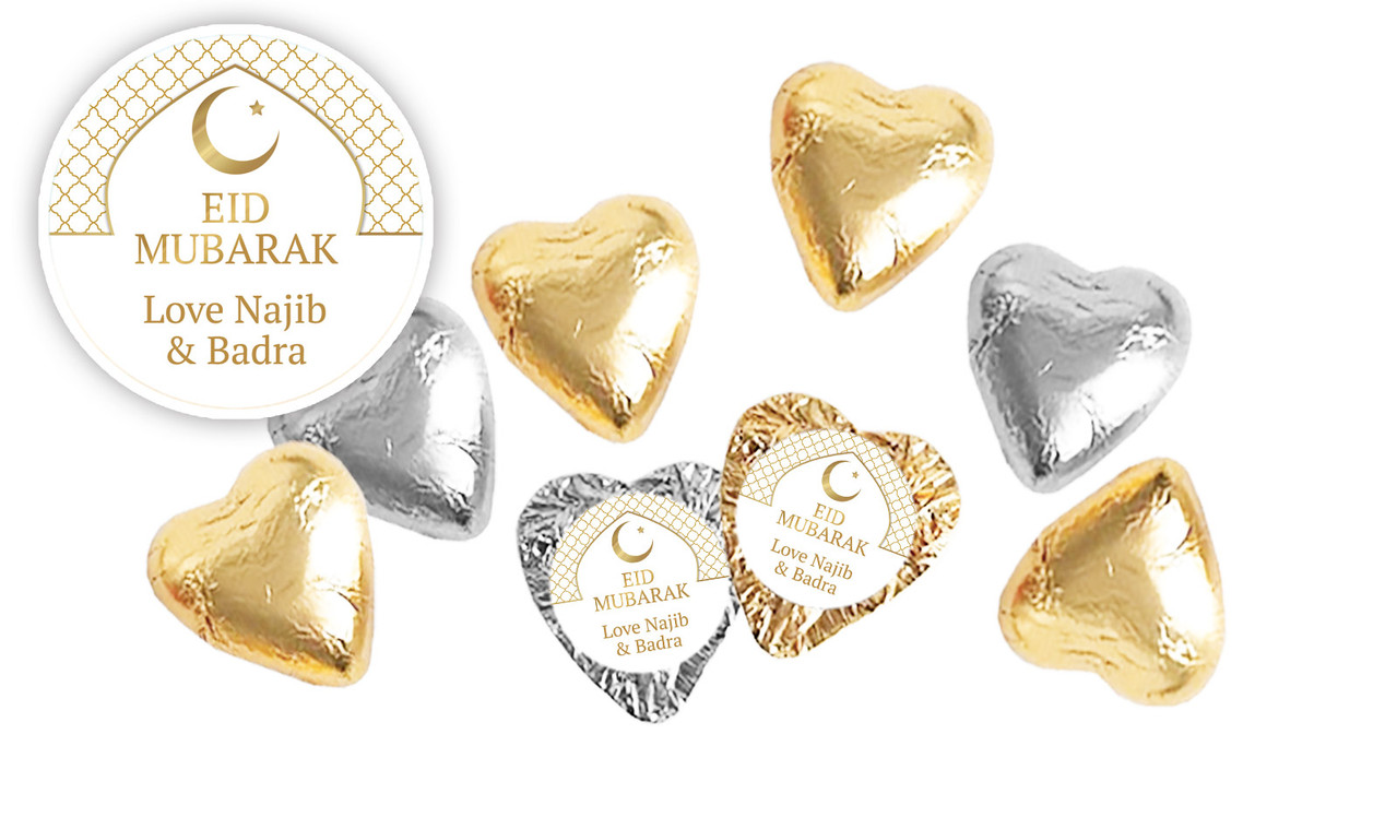 White Window Personalised Foil Chocolate Hearts