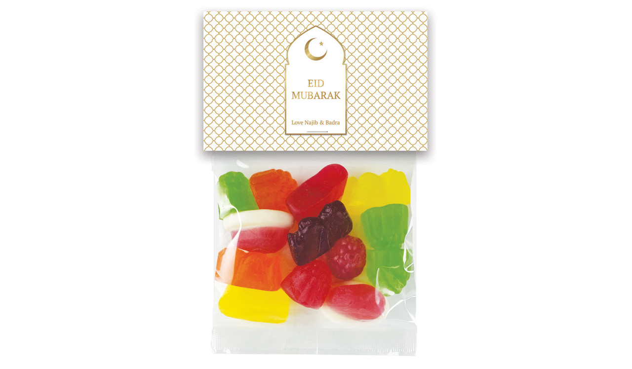 White Window Personalised Eid Lolly Bag With Topper