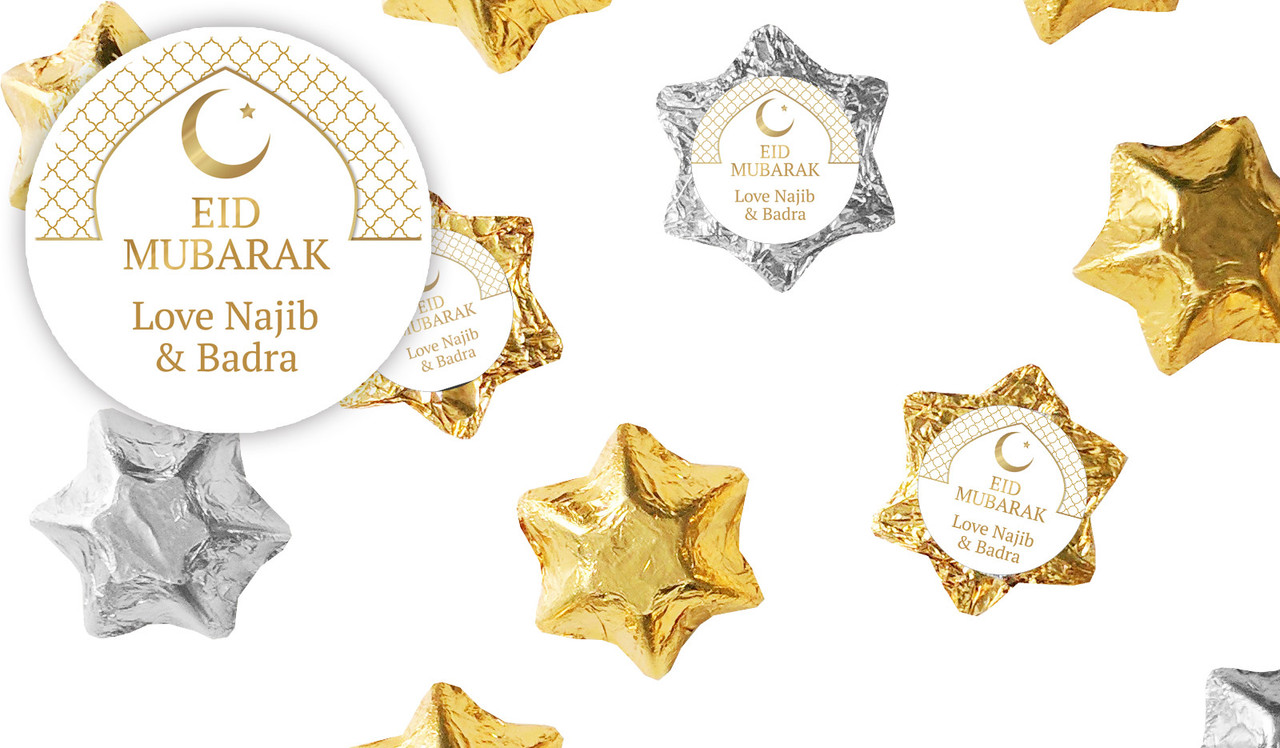 White Window Personalised Foil Chocolate Stars