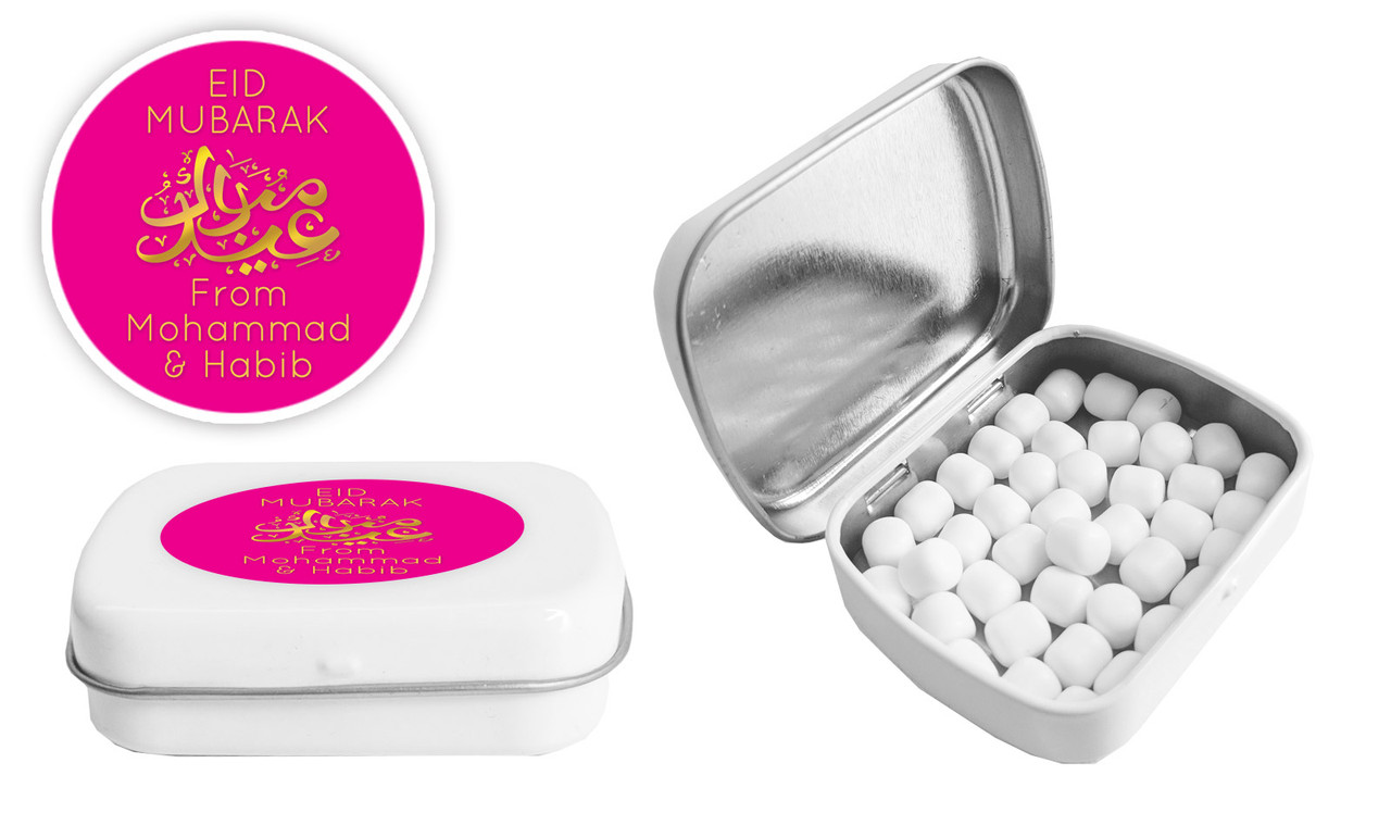 Symbol On Pink Eid Personalised Mint Tins