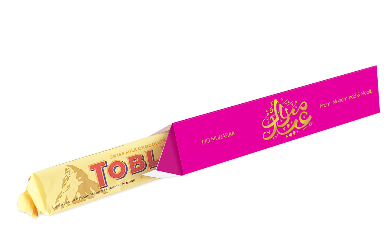 Symbol On Pink Personalised Eid Toblerone Bar In A Box